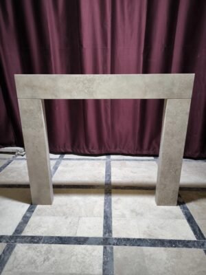 Honed Travertine Fireplace Surround: Minimalist Stone Mantel (130x112x17 cm)