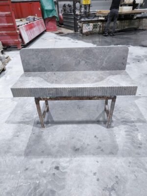 Tundra Grey Marble Bathroom Sink with Backsplash – Modern Stone Vanity Basin