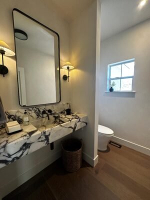 Calacatta Viola Marble Sink with Backsplash – Handmade Stone Vanity for Modern Bathrooms