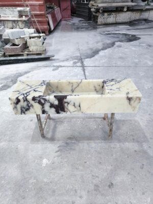 Calacatta Gold Viola Marble Sink – Handmade Natural Stone Basin for Luxury Bathroom Design