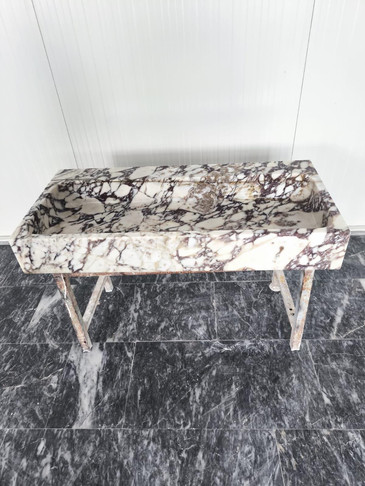 Calacatta Viola Marble Sink – Double Faucet Vanity Top with Bold Natural Veining - Image 7