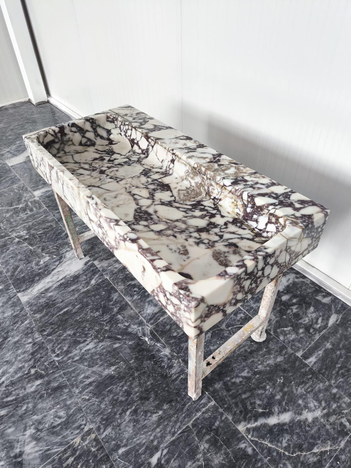 Calacatta Viola Marble Sink – Double Faucet Vanity Top with Bold Natural Veining - Image 2