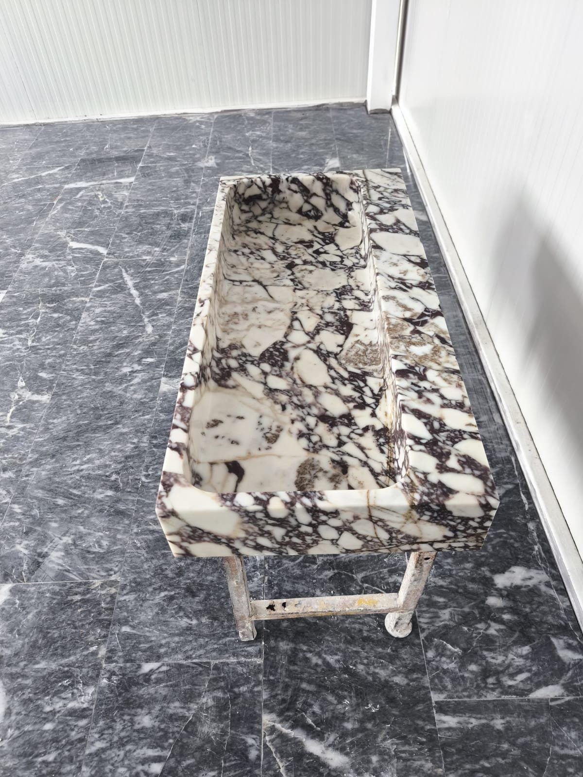 Calacatta Viola Marble Sink – Double Faucet Vanity Top with Bold Natural Veining - Image 6