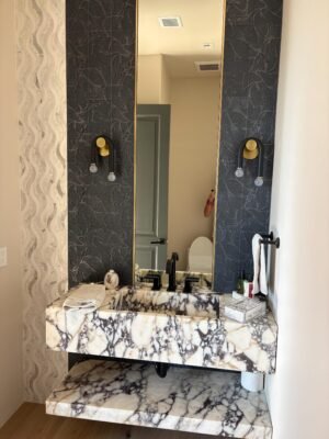 Calacatta Viola Marble Sink with Shelf – Luxury Floating Bathroom Vanity