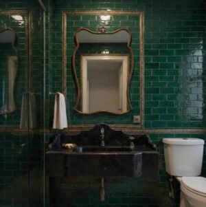 Nero Marquina Marble Sink with Backsplash – Classic Black Vanity for Luxury Bathrooms