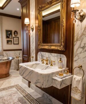 Lilac Marble Fluted Sink Hand Carved Vanity Basin With Backsplash