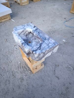 Lilac Marble Farmhouse Sink – 16x28x6 Inch Luxury Apron Front Marble Kitchen Sink – Handmade Solid Stone Sink