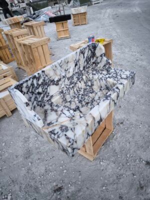 Calacatta Viola Marble Sink – 18x42x6 Inch Luxury Bathroom Vanity with 8 Inch Backsplash – Handmade Italian Marble Vanity Sink
