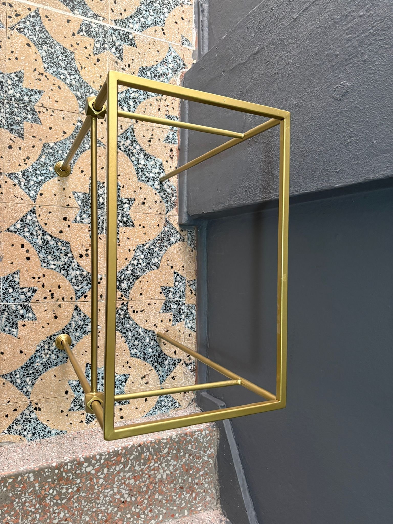 Minimalist Brass Metal Vanity Base for Marble Sink – Handmade Bathroom Console Stand - Image 2