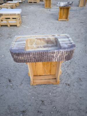 Pink Marble Vanity Sink – 16x30x6 Inch Fluted Stone Bathroom Sink – Handmade Luxury Marble Basin