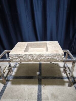 Travertine Marble Sink – 18x30x6 Inch Rustic Stone Vanity Sink – Handmade Natural Travertine Bathroom Basin