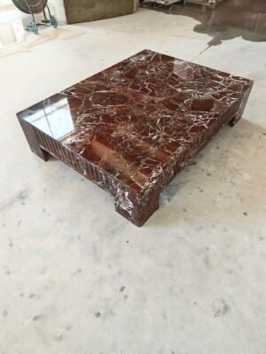 Handmade Rosso Levanto Marble Coffee Table | Luxury Natural Stone Center Table